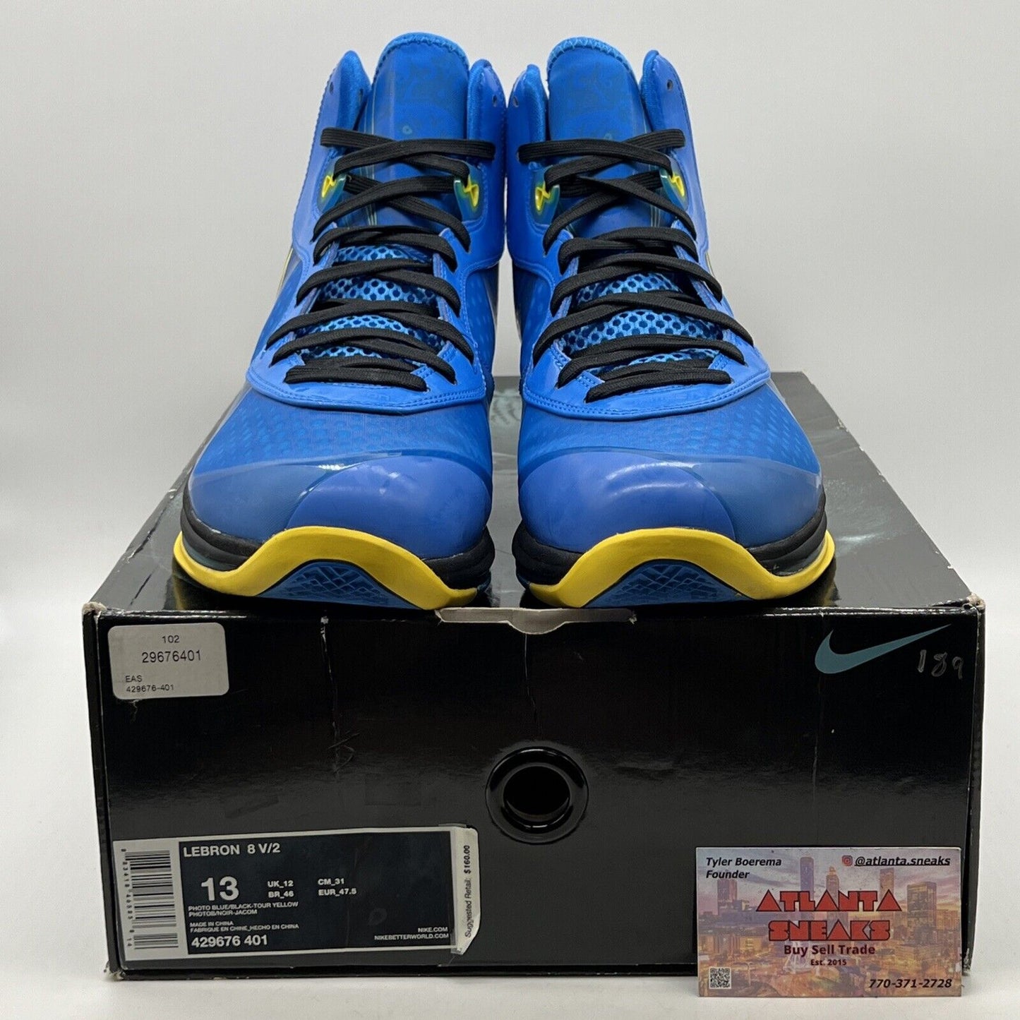 Size 13 - Nike LeBron 8 V/2 Entourage Blue Yellow (429676-401)