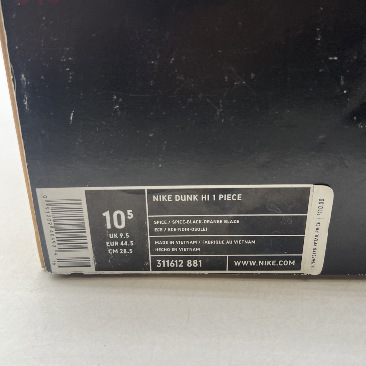 Size 10.5 - Nike Dunk 1 Piece High Laser Spice (311612-881)