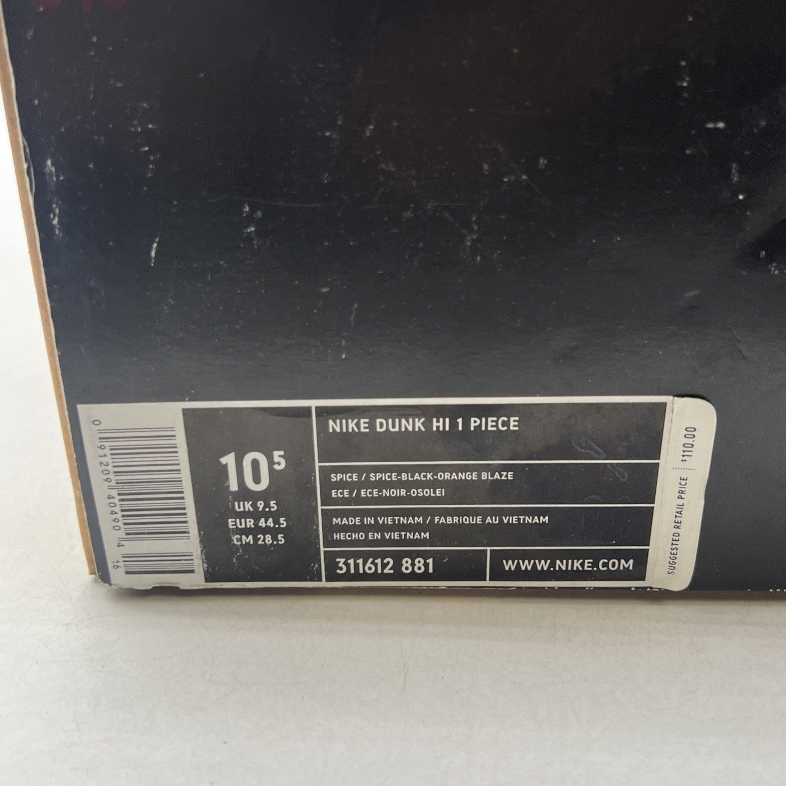Size 10.5 - Nike Dunk 1 Piece High Laser Spice (311612-881)