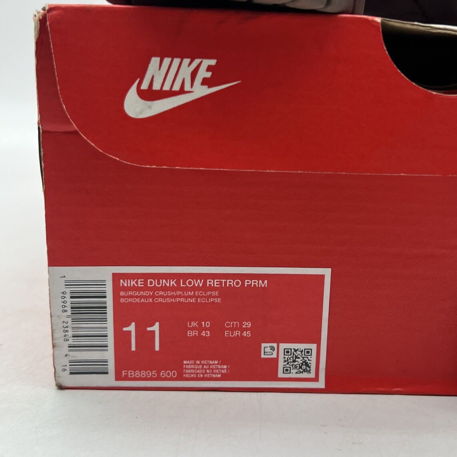Size 11 - Nike Dunk Premium Low Burgundy Crush (FB8895-600)