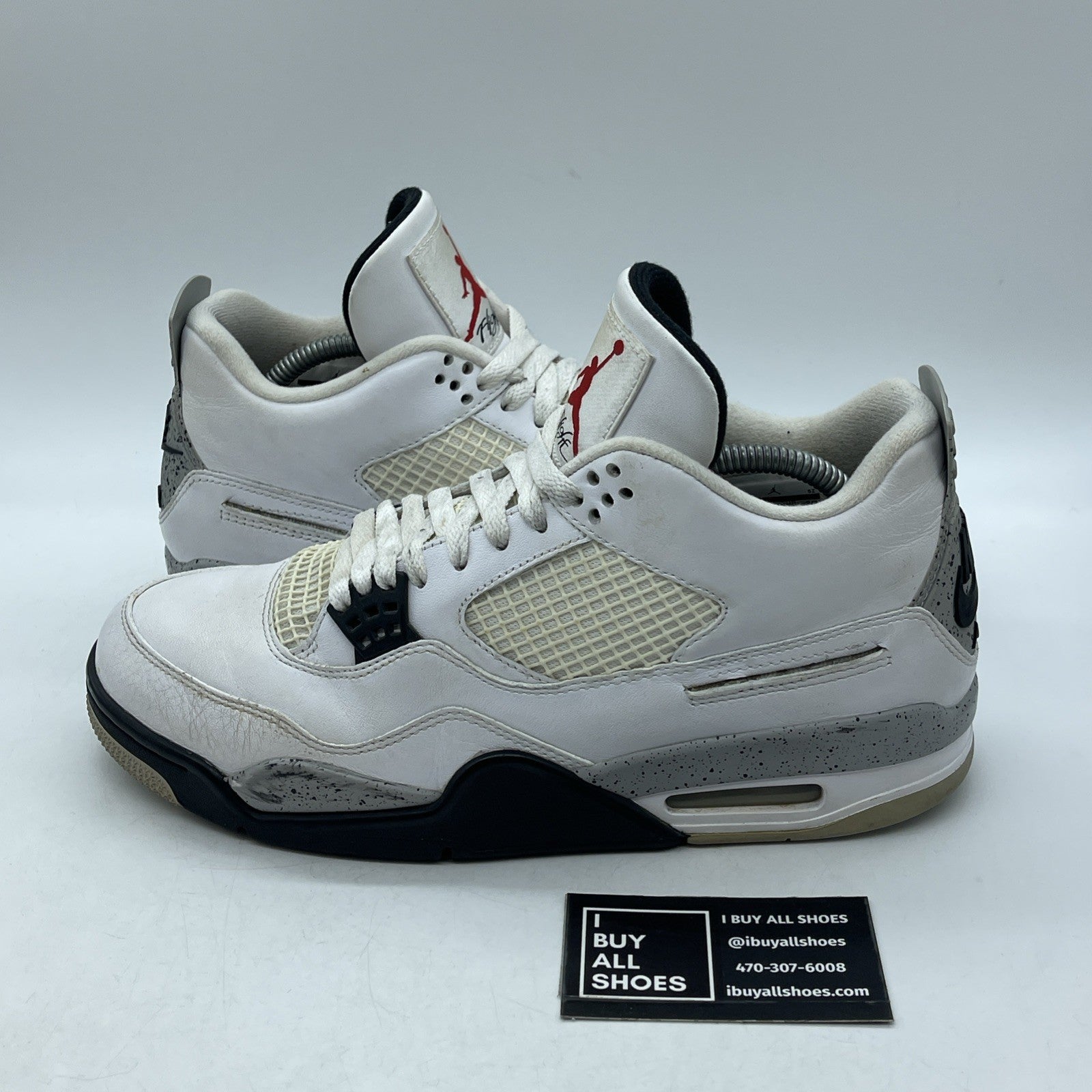 Size 10 - Jordan 4 Retro OG Mid White Cement Grey Black Leather (840606-192)