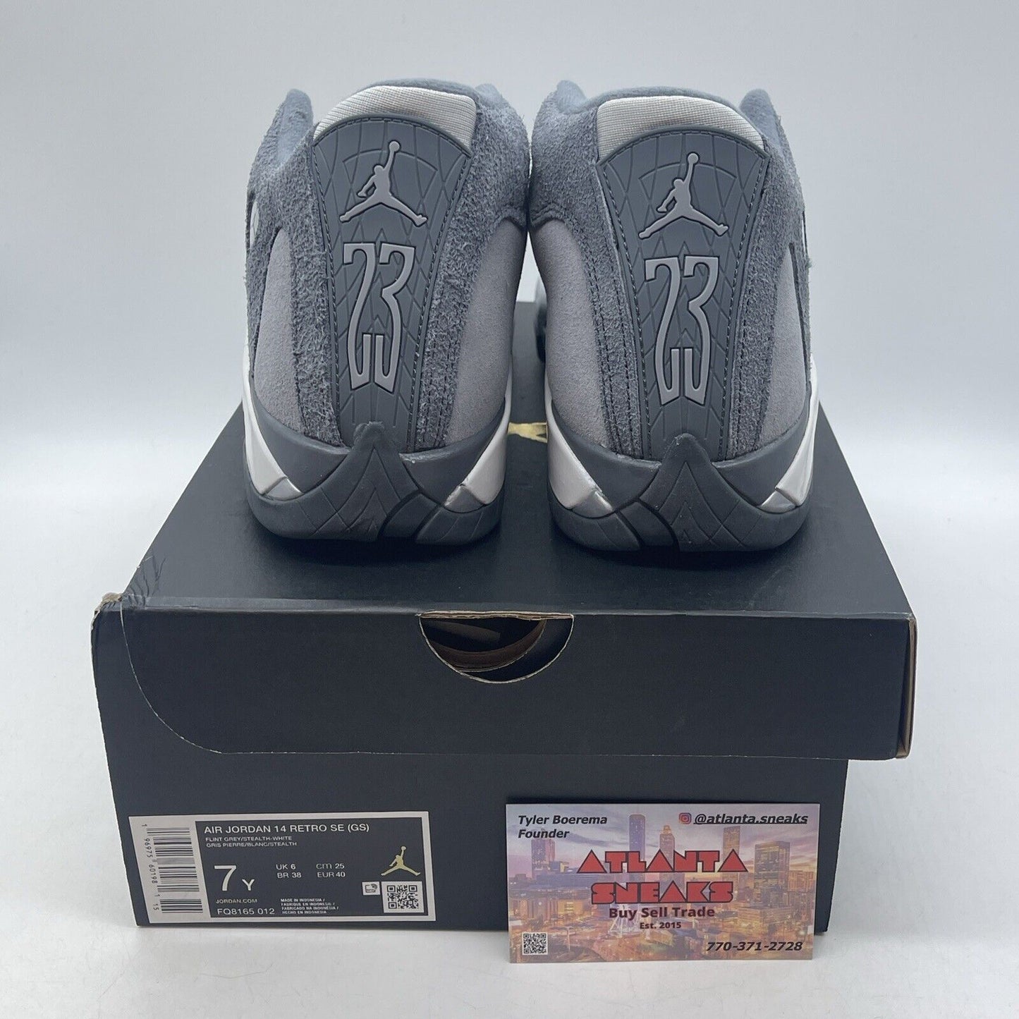 Size 7Y - Air Jordan 14 Flint Grey White Silver Suede (FQ8165-012)