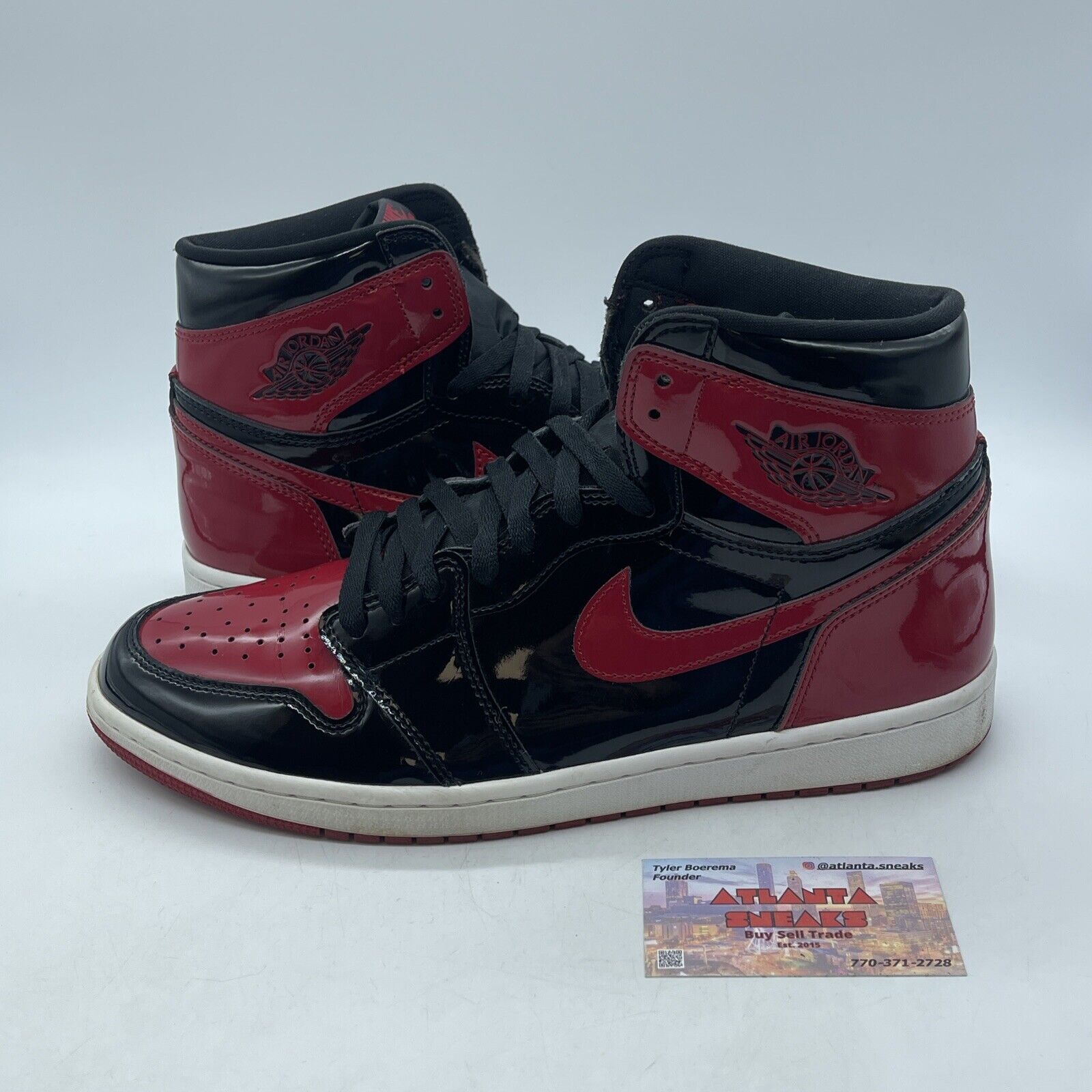 Size 12 - Jordan 1 Retro OG High Patent Bred Black Red Leather (555088-063)