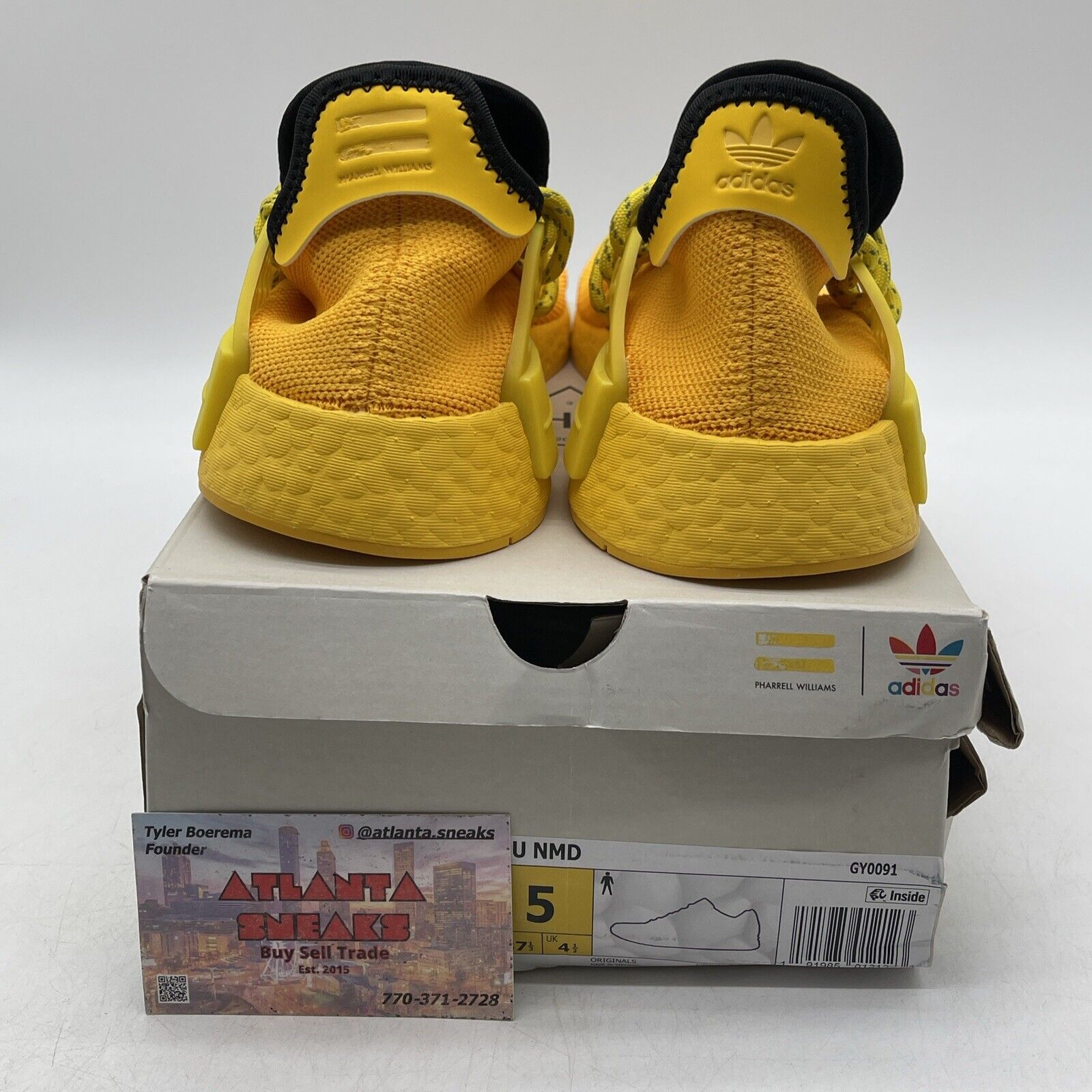 Size 5 - adidas Pharrell x NMD Human Race Yellow Black Suede (GY0091)