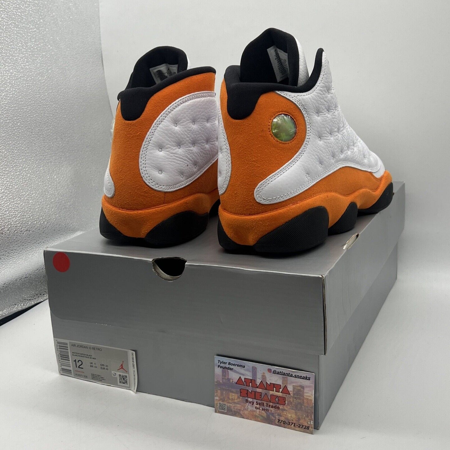 Size 12 - Air Jordan 13 Retro Starfish White Orange Black Leather Suede
