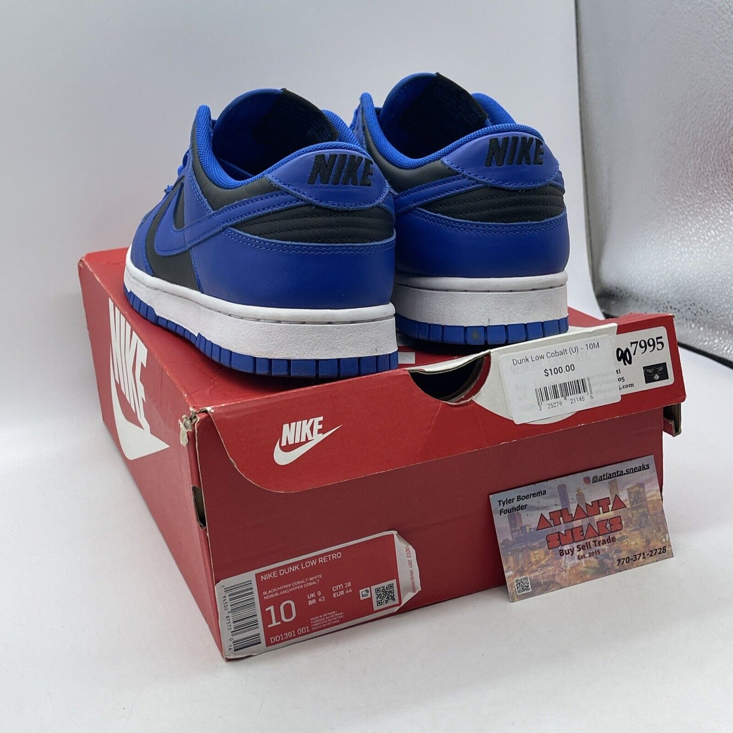 Size 10 - Nike Dunk Low Hyper Cobalt Blue Black White Leather (DD1391-001)