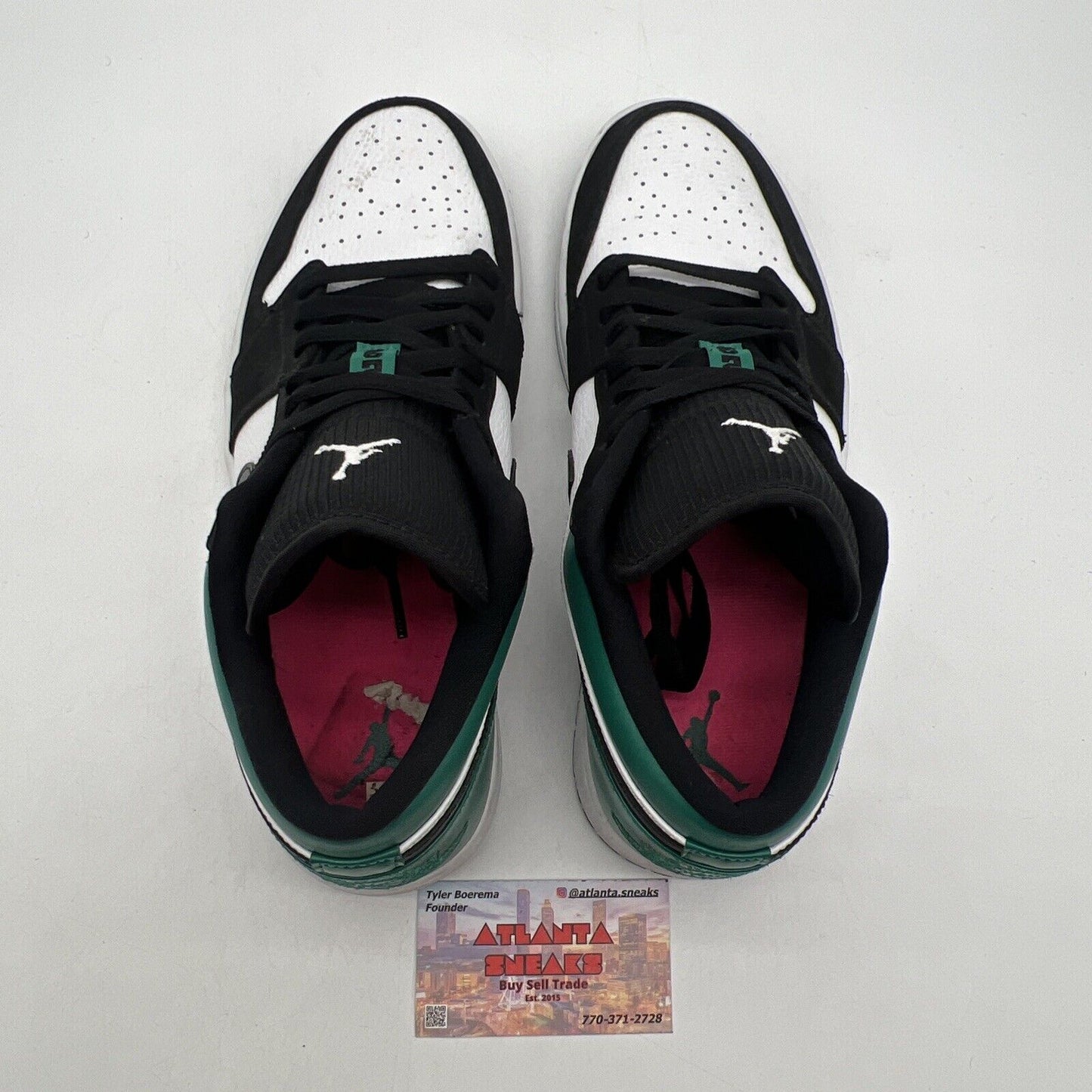 Size 10.5 - Air Jordan 1 Low Mystic Green Black White Suede Leather (553558-113)