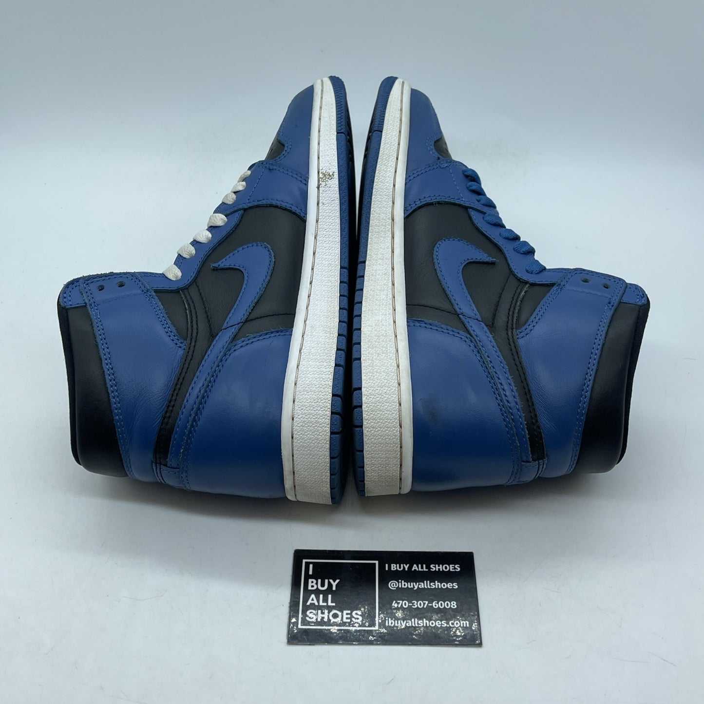 Size 8 - Jordan 1 Retro OG High Dark Marina Blue Black Leather (555088-404)