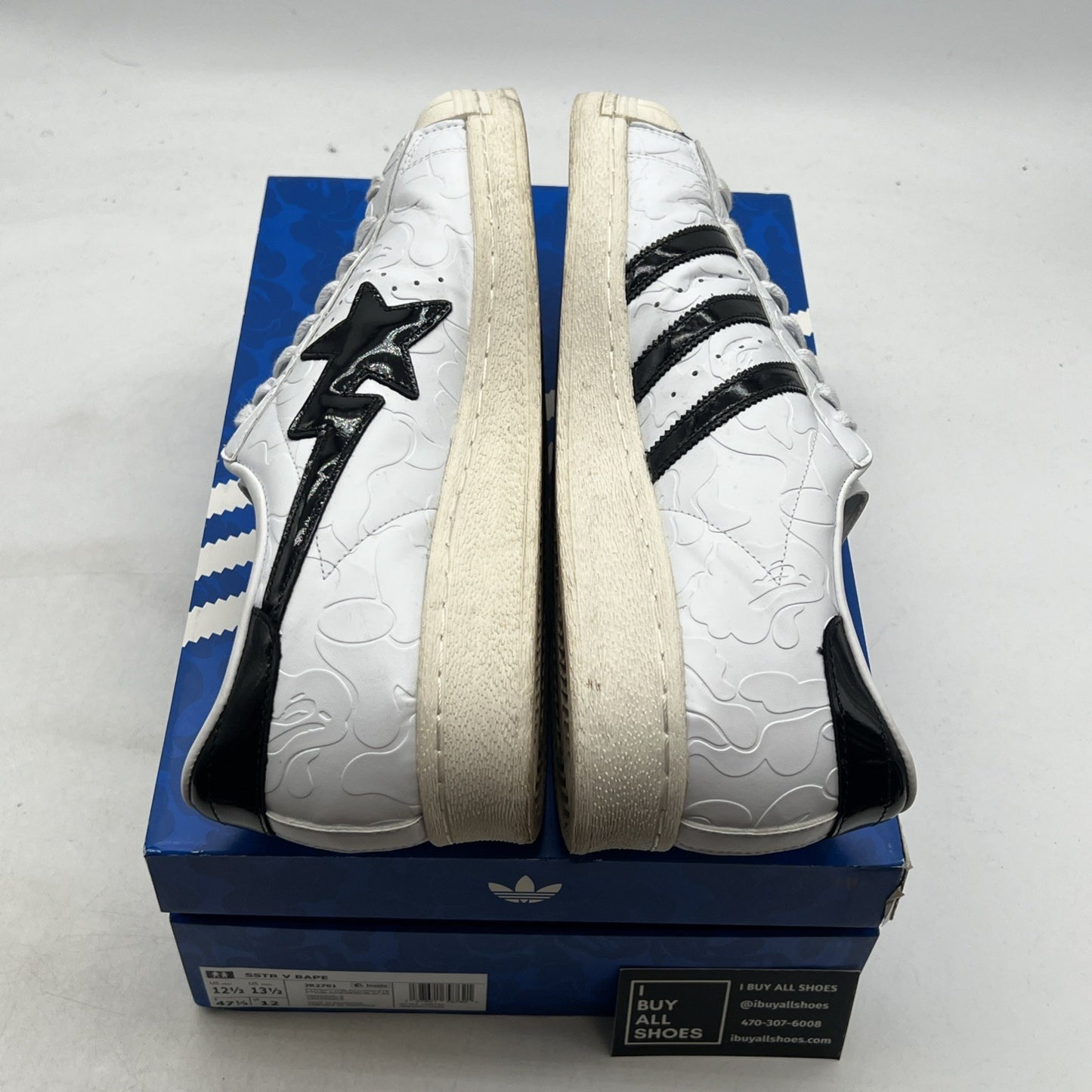Size 12.5 - adidas BAPE x Superstar Vintage White Black (JR2701)