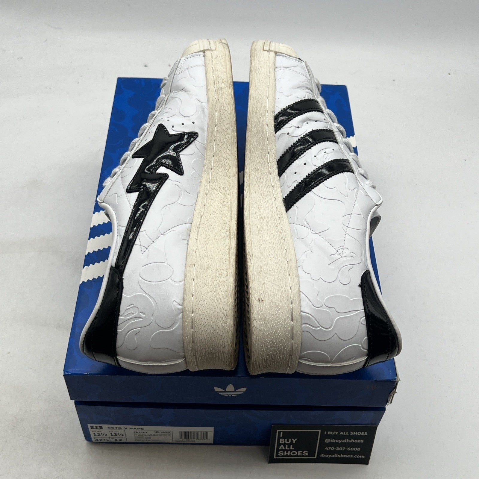 Size 12.5 - adidas BAPE x Superstar Vintage White Black (JR2701)