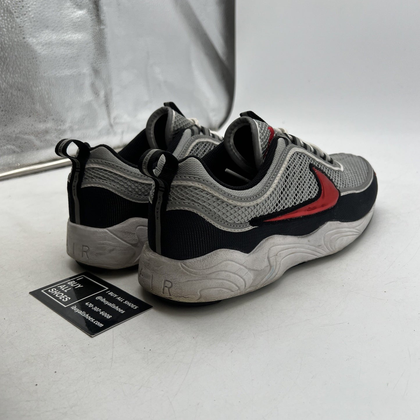 Size 9.5 - Nike Air Zoom Spiridon '16 2016 Silver Red (849776-001)