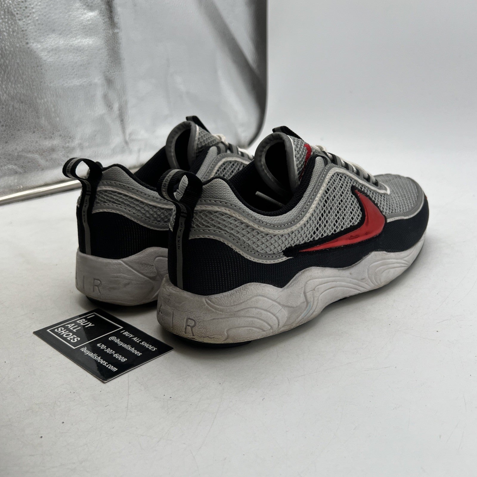 Size 9.5 - Nike Air Zoom Spiridon '16 2016 Silver Red (849776-001)