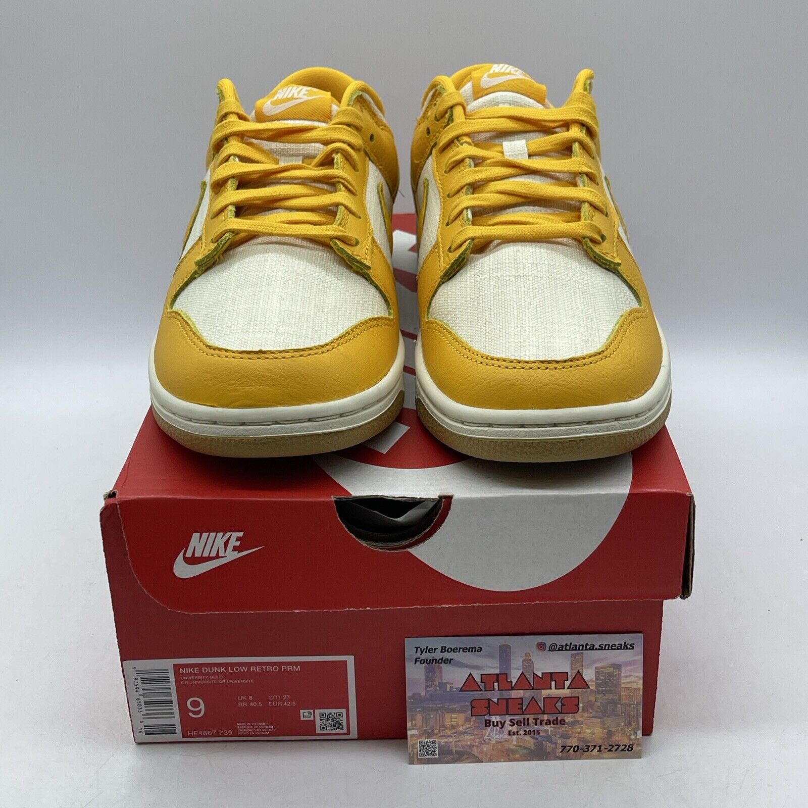 Size 9 - Nike Dunk Low University Gold/Soft Yellow White Suede (HF4867-739)