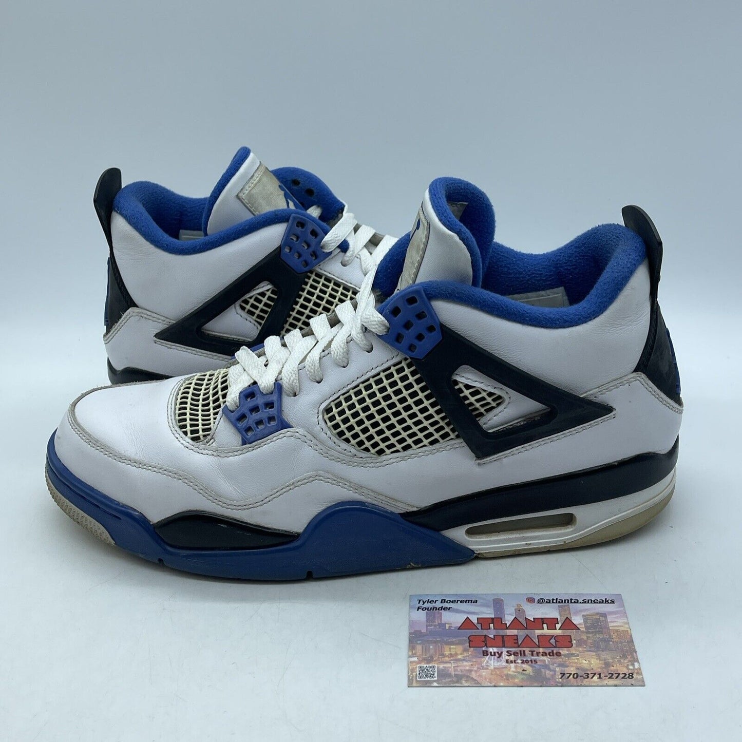 Size 10.5 - Jordan 4 Retro Mid Motorsports Blue Black White Leather (308497-117)