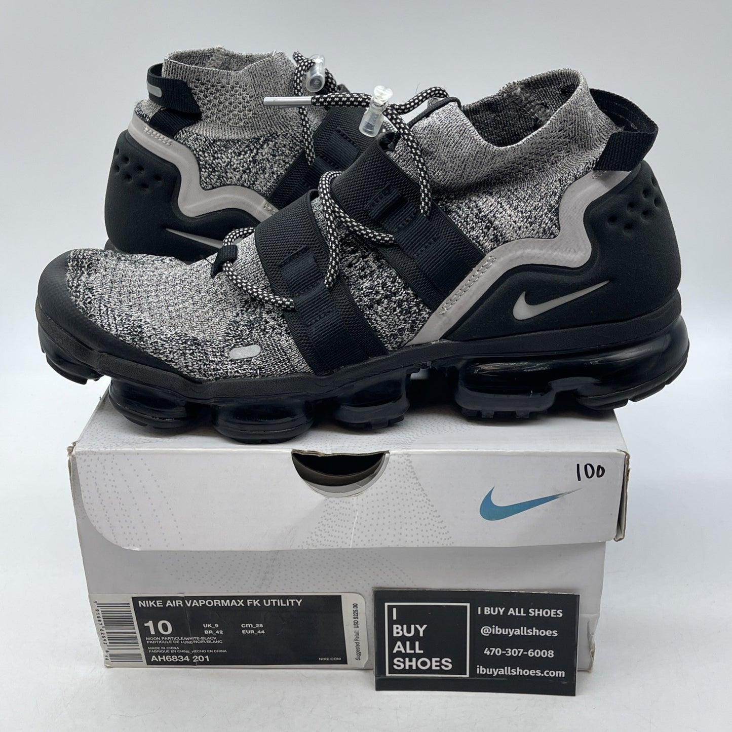 Size 10 - Nike Air VaporMax Flyknit Utility Oreo Black Silver (AH6834-201)