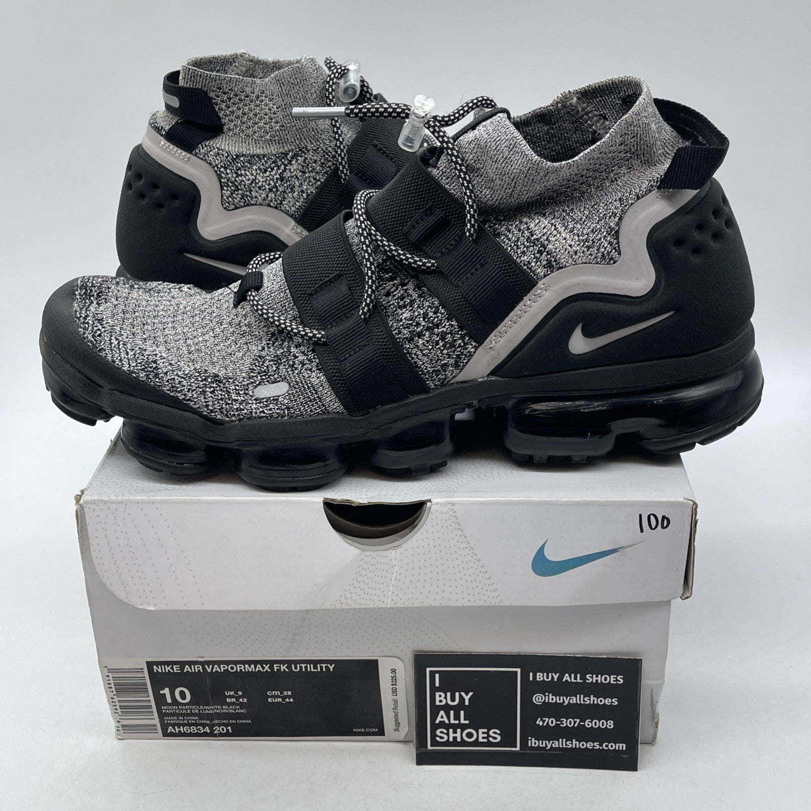 Size 10 - Nike Air VaporMax Flyknit Utility Oreo Black Silver (AH6834-201)