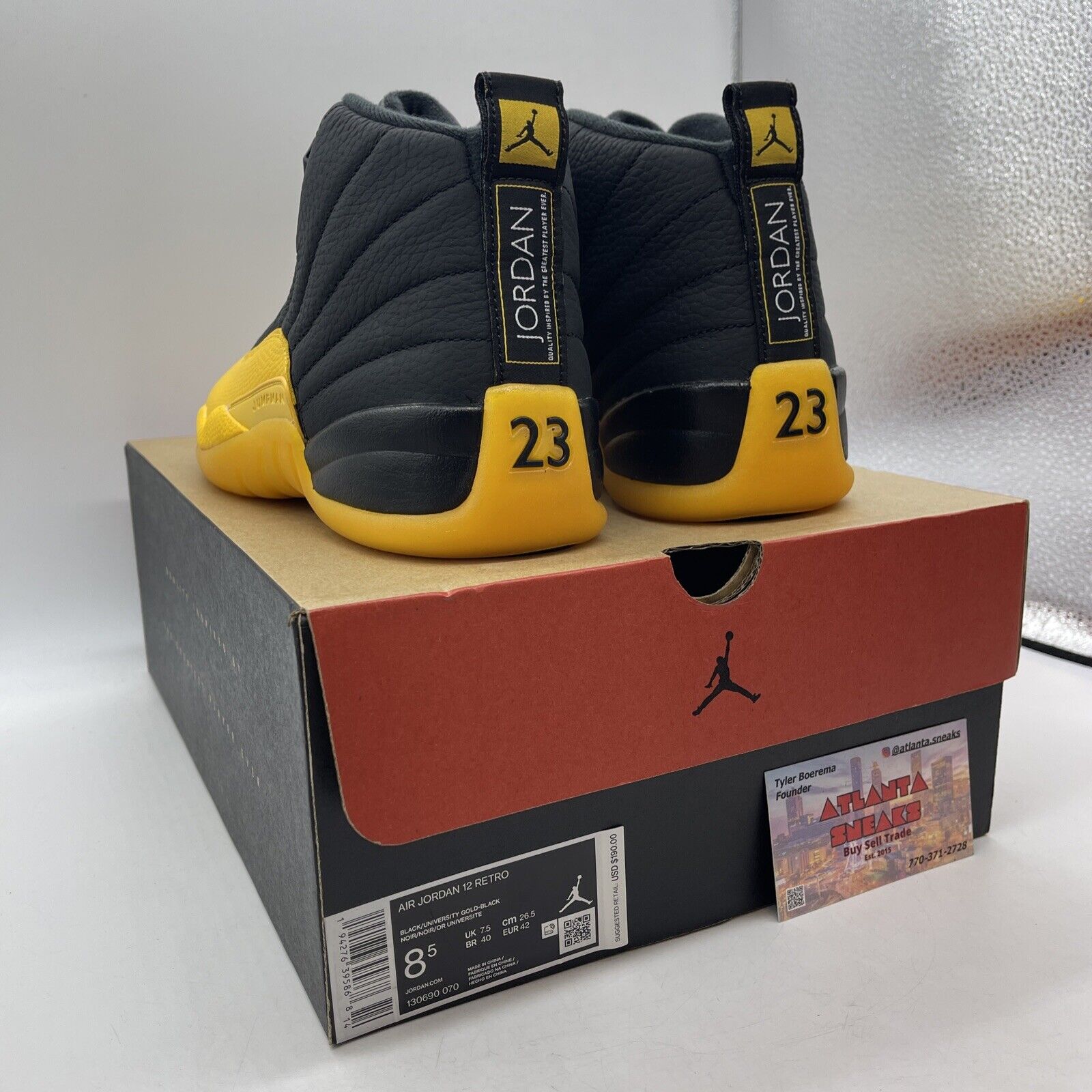 Size 8.5 - Jordan 12 Retro University Gold Yellow Black Leather (130690-070)