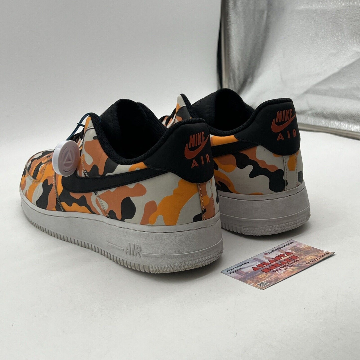 Size 14 - Nike Air Force 1 07 LV8 Orange Camo Black White Leather (823511-800)