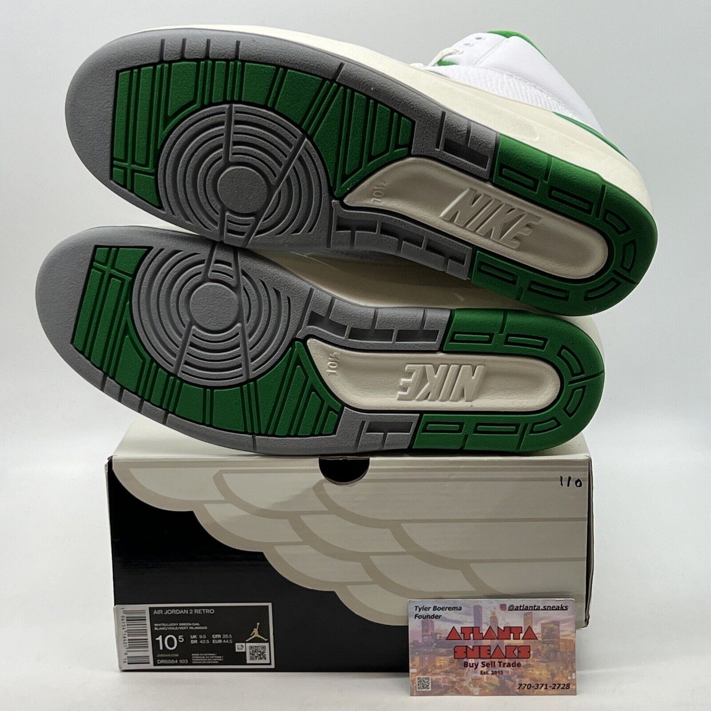 Size 10.5 - Jordan 2 Retro Lucky Green White Grey Leather (DR8884-103)