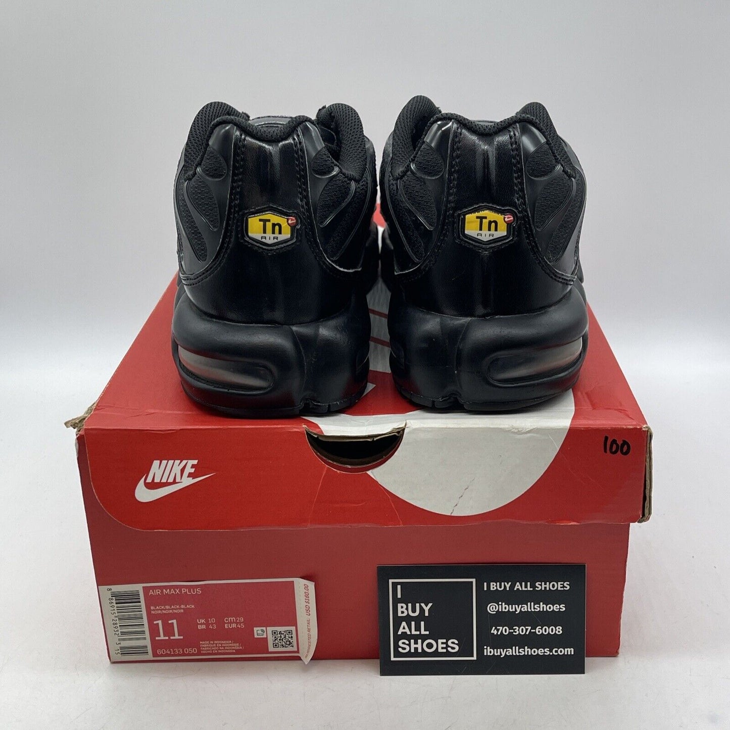 Size 11 - Nike Air Max Plus Low Triple Black Suede Leather (604133-050)