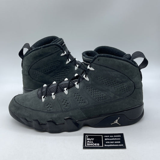 Size 14 - Air Jordan 9 Retro Anthracite Black White suede Leather (302370-013)