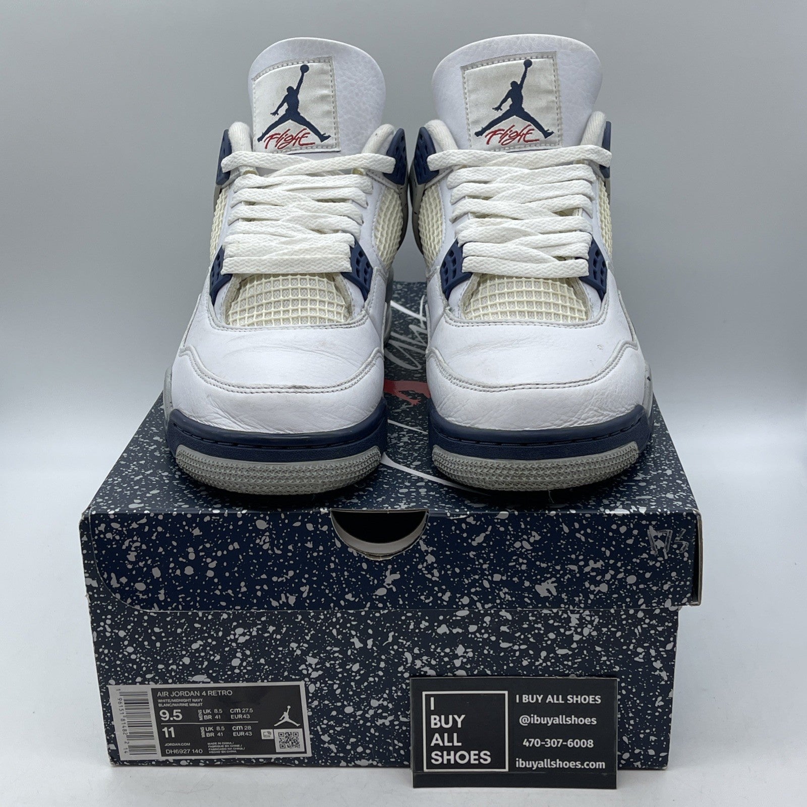 Size 9.5 - Jordan 4 Retro Mid Midnight Navy White Leather (DH6927-140)