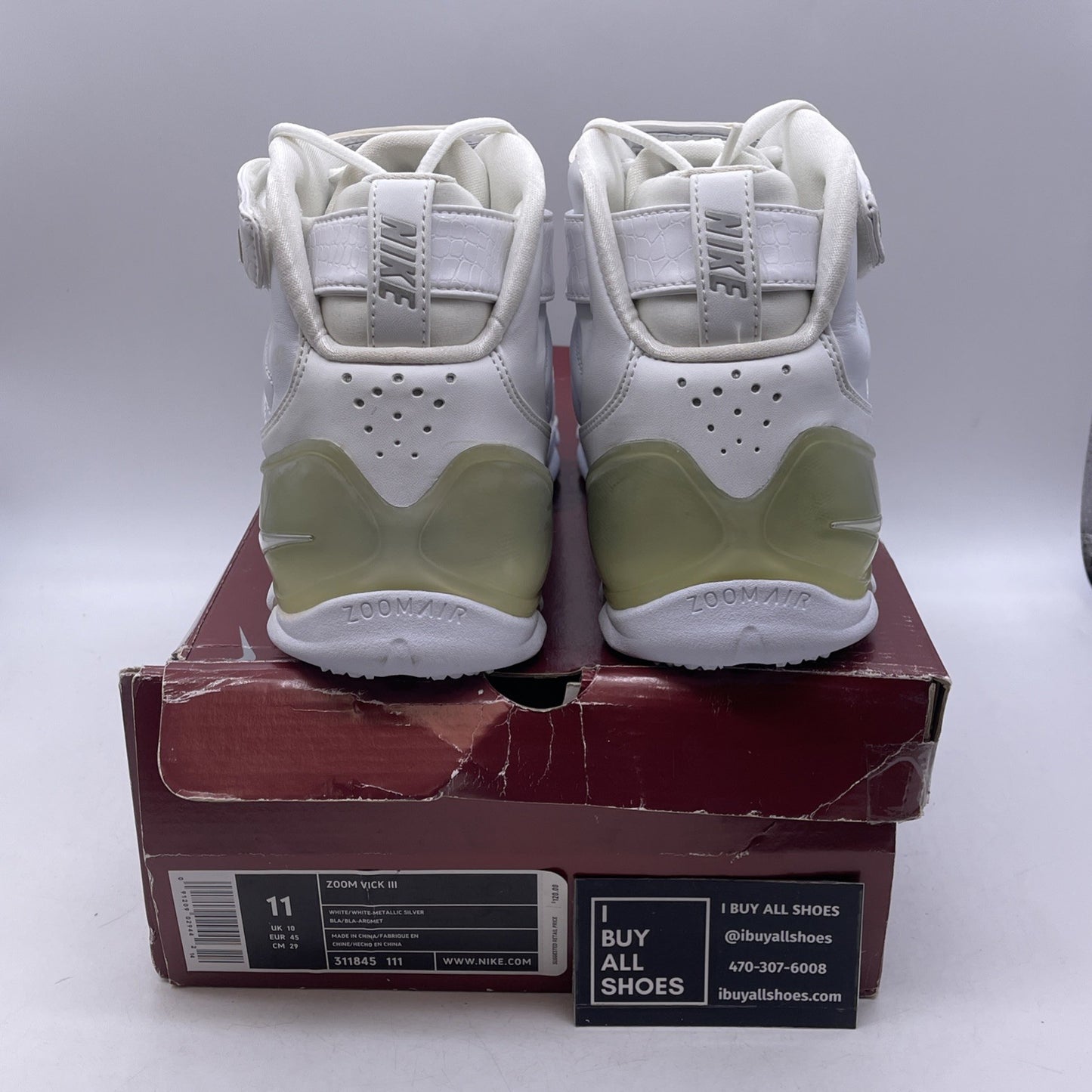 Size 11 - Nike Zoom Vick 3 White Metallic Silver (311845-111)