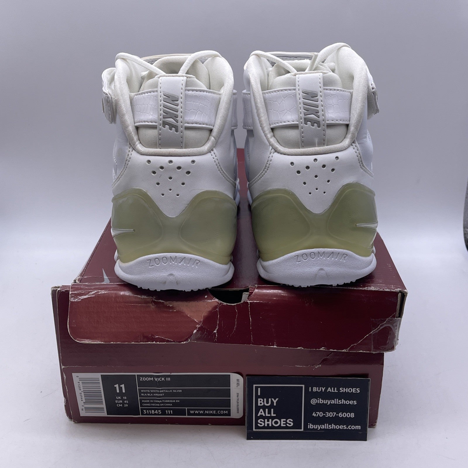 Size 11 - Nike Zoom Vick 3 White Metallic Silver (311845-111)