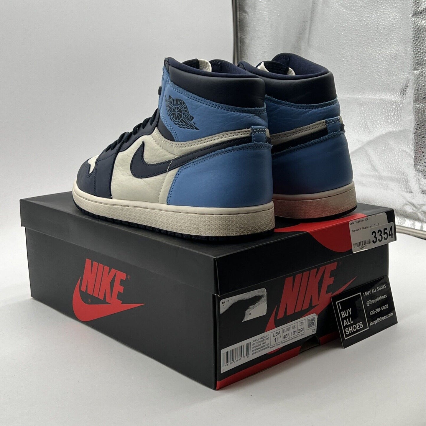 Size 11.5 - Air Jordan 1 Retro OG High Obsidian UNC 2019 (555088-140)