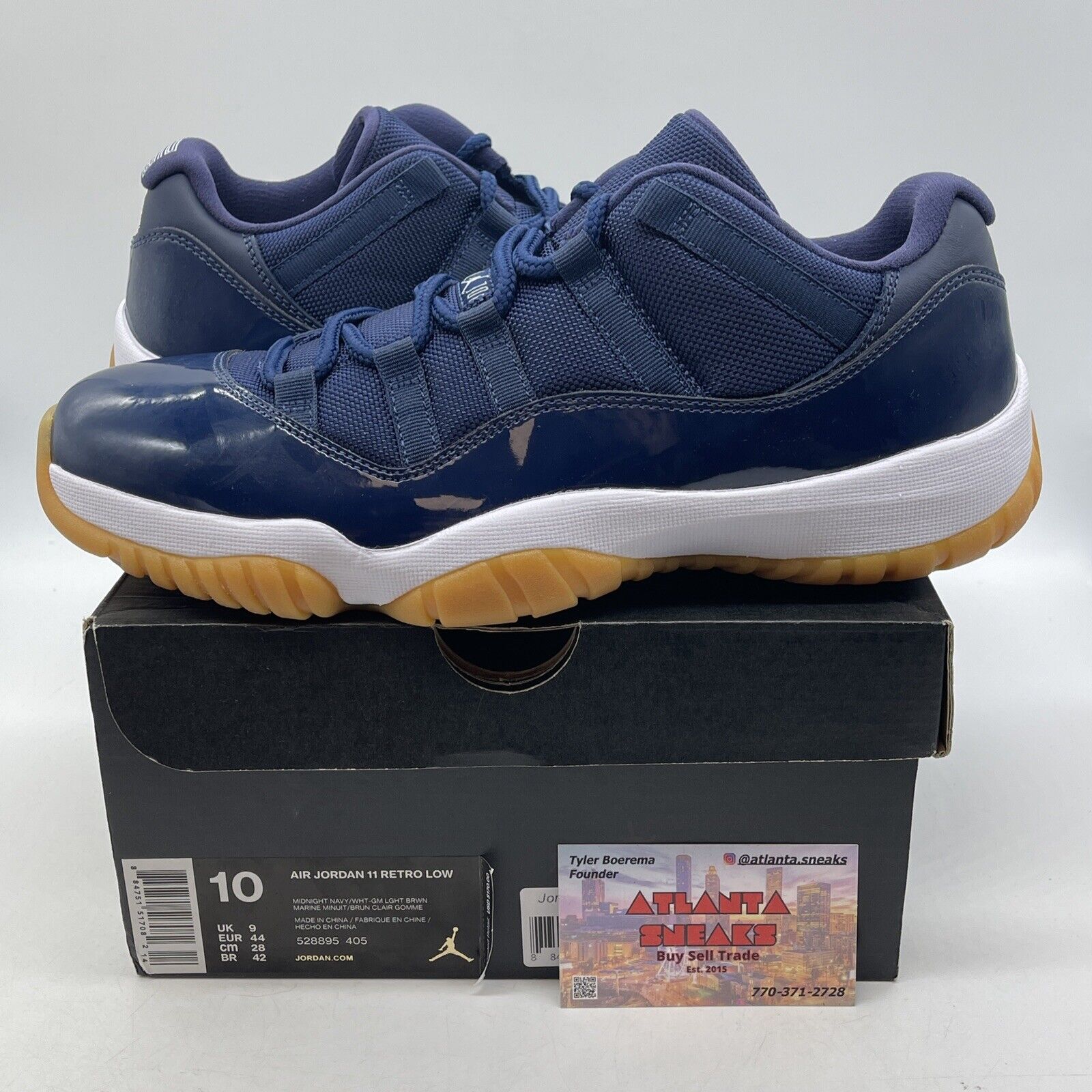 Size 10 - Air Jordan 11 Retro Low Navy Gum White Brown Leather (528895-405)