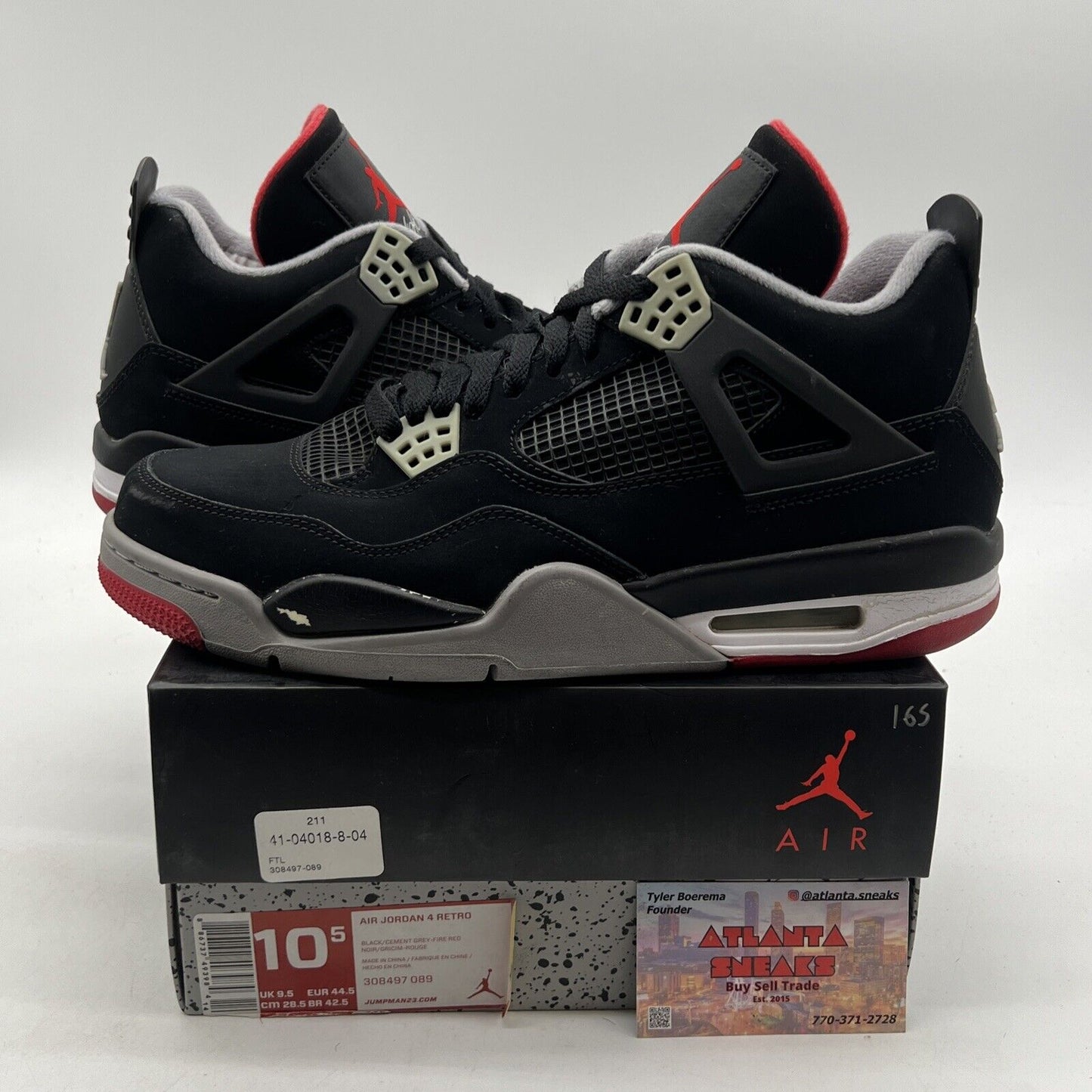 Size 10.5 - Jordan 4 Retro bred release 2012 (308497-089)