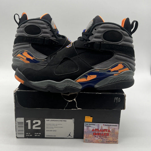 Size 12 - Air Jordan 8 Retro Phoenix Suns Black Grey Orange Blue (305381-043)