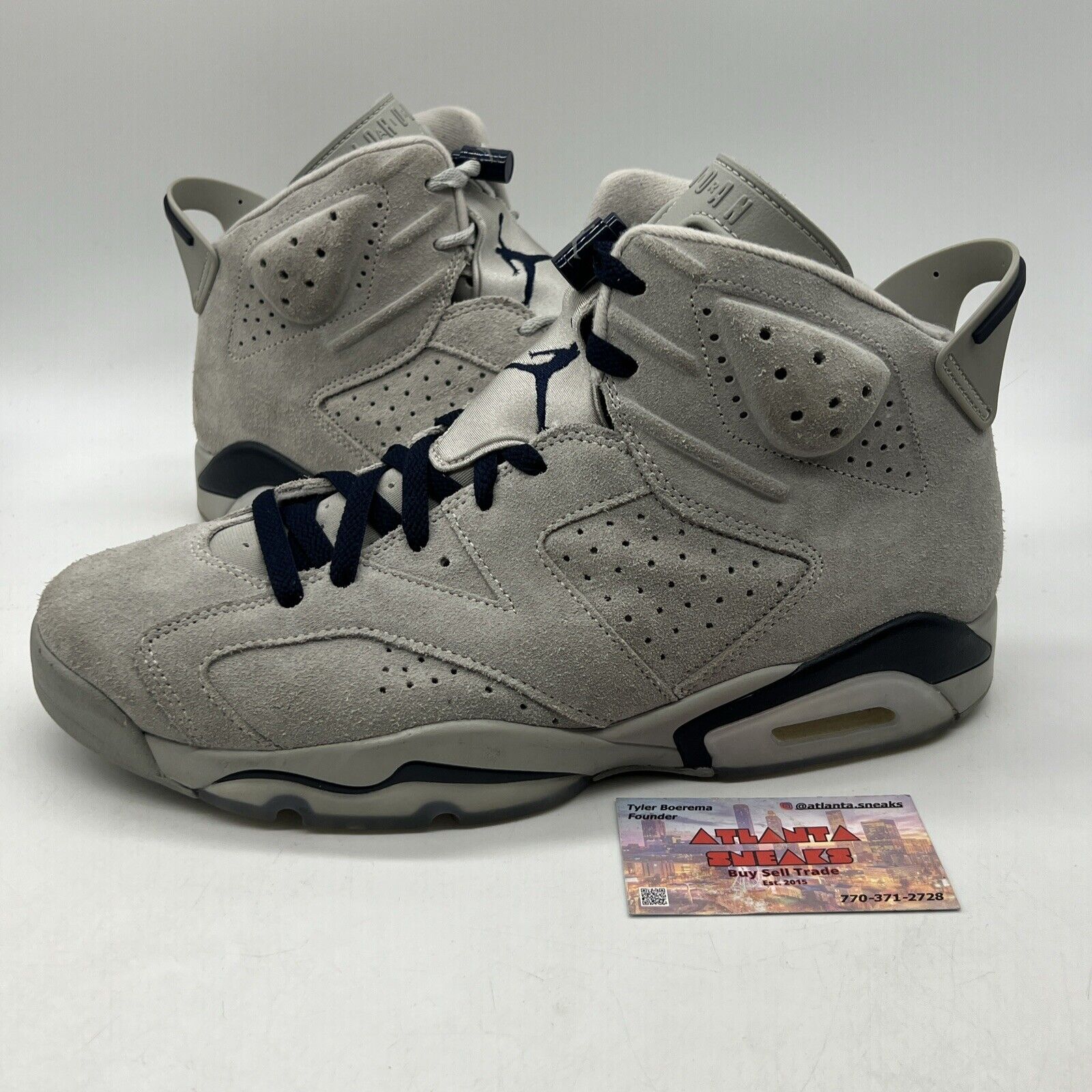Size 12 - Jordan 6 Retro Mid Georgetown Grey Navy Suede (554724-025)