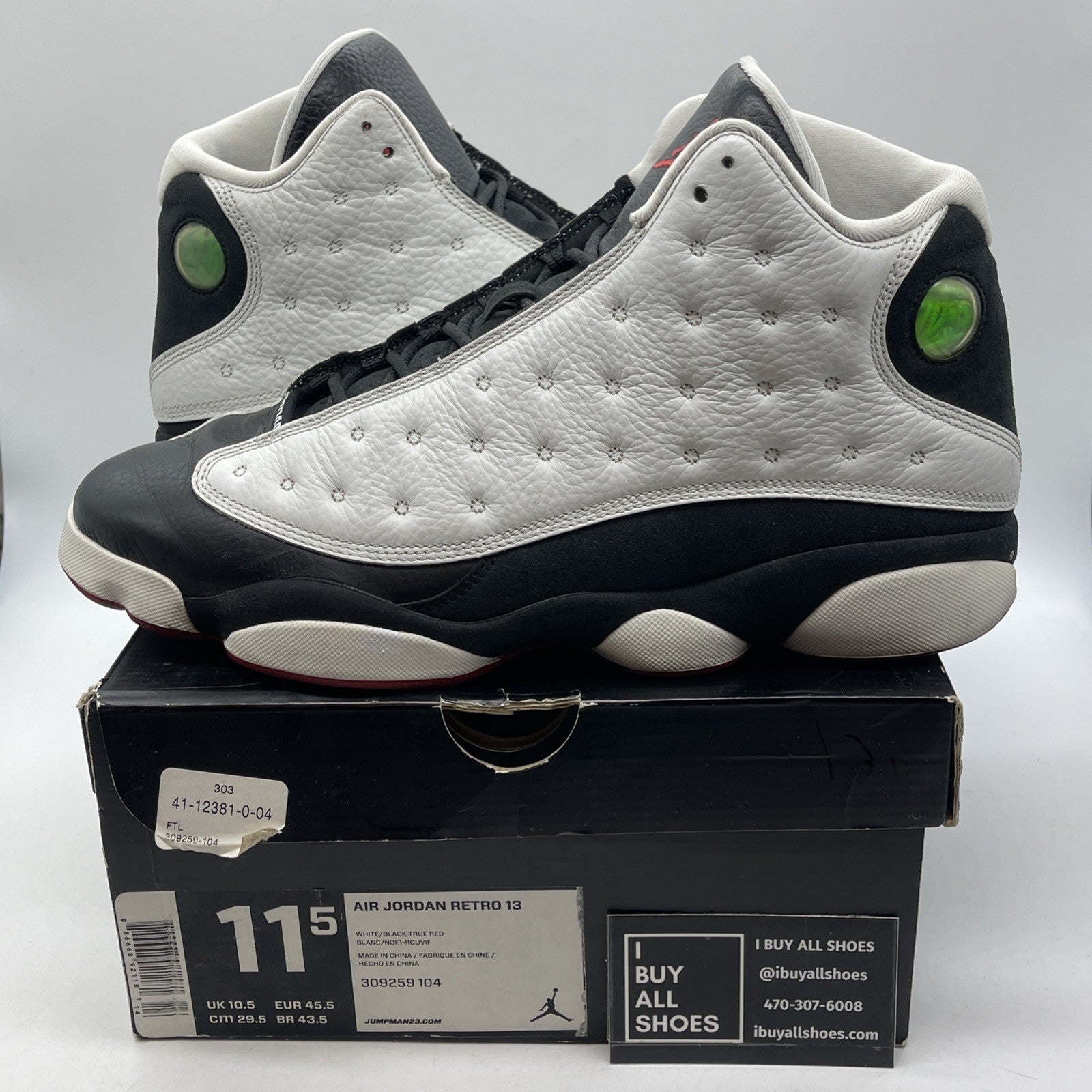 Size 11.5 - Air Jordan 13 Retro 2013 He Got Game Black White Suede (309259-104)