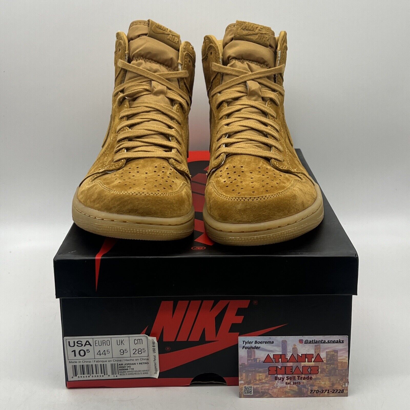 Size 10.5 - Air Jordan 1 Retro OG High Wheat Suede (555088-710)