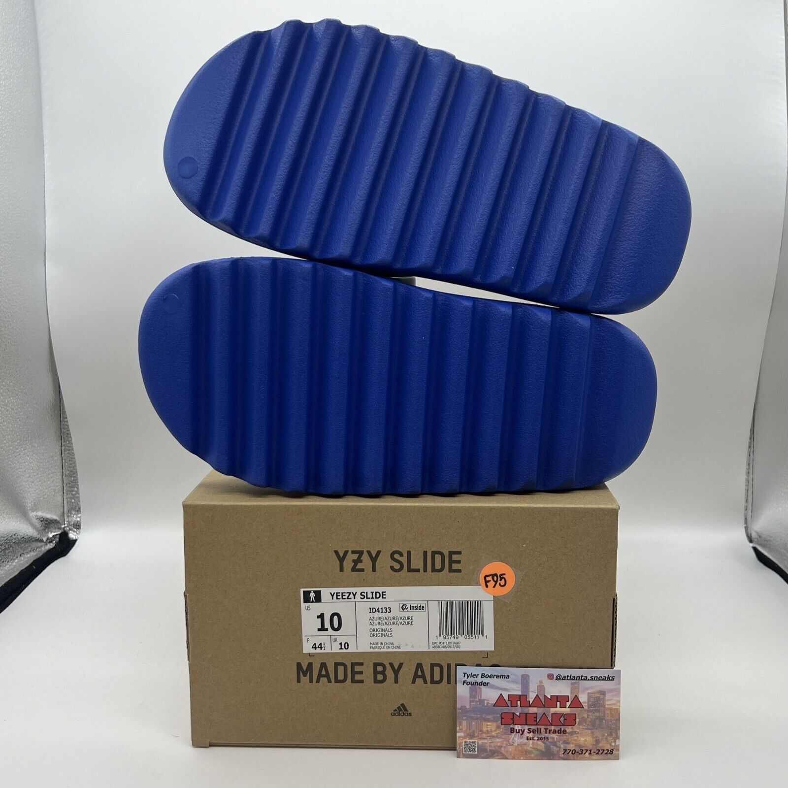 Yeezy Slide Slides Blue Azure Size 10 Brand New Id4133 Og All Adidas Slide