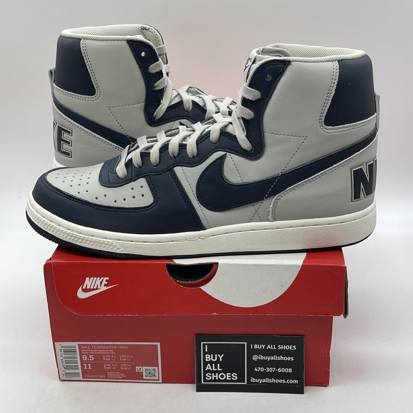 Size 9.5 - Nike Terminator High Georgetown Grey Blue Leather (FB1832-001)