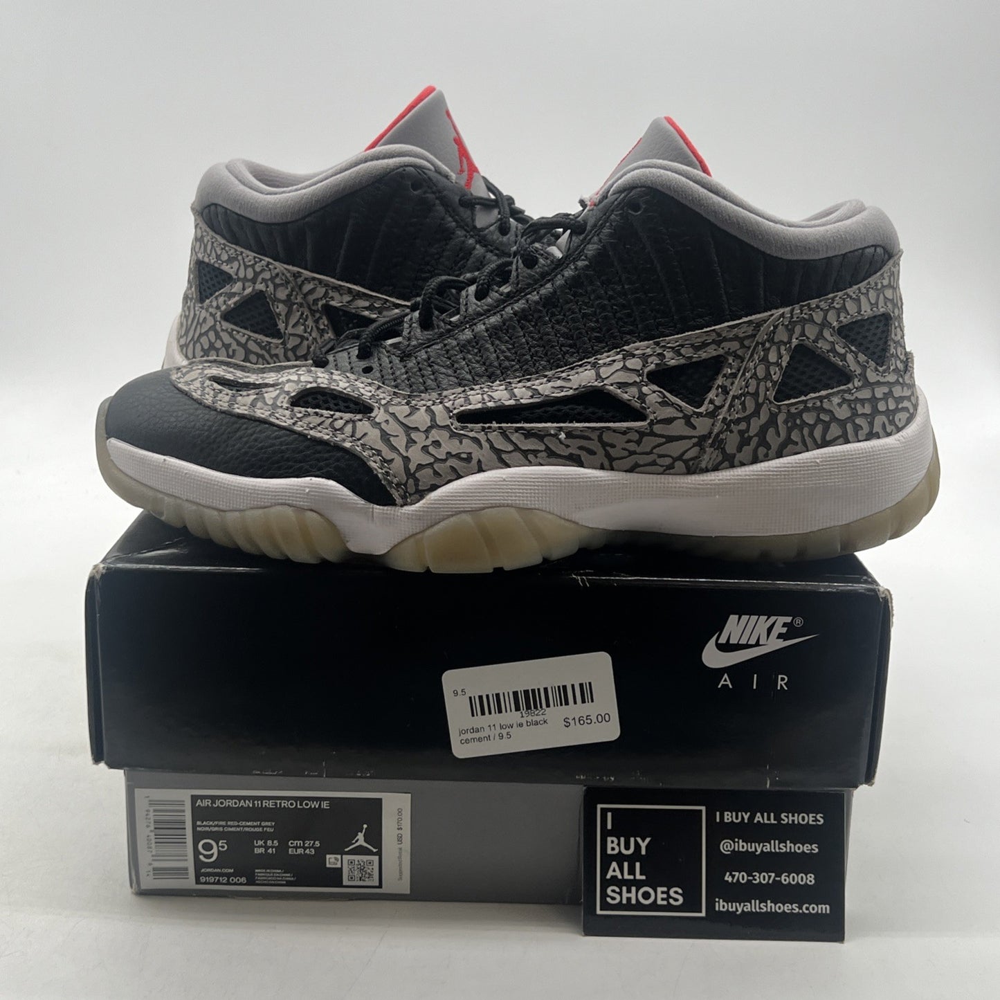 Size 9.5 - Air Jordan 11 Retro IE Low Black Cement (919712-006)