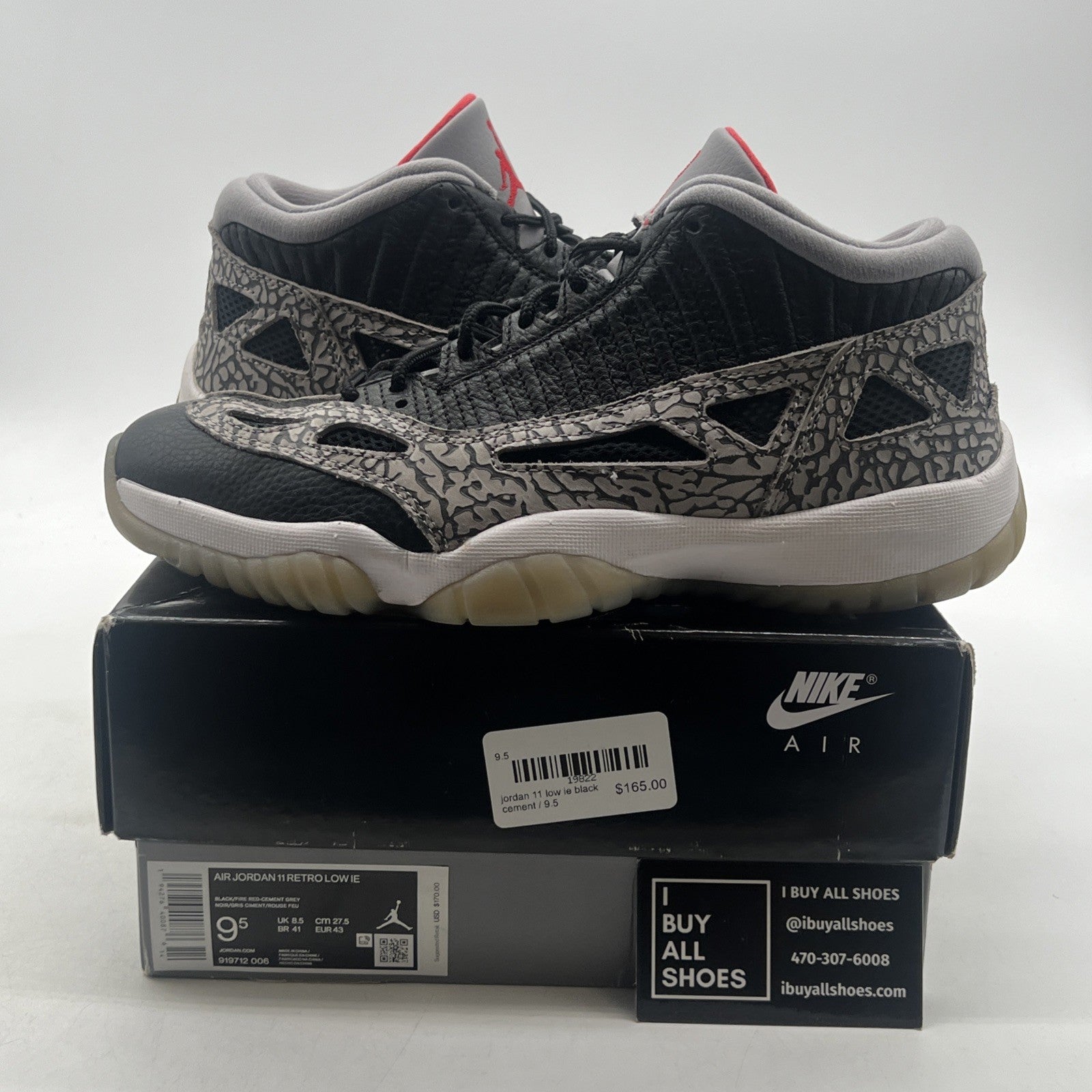 Size 9.5 - Air Jordan 11 Retro IE Low Black Cement (919712-006)