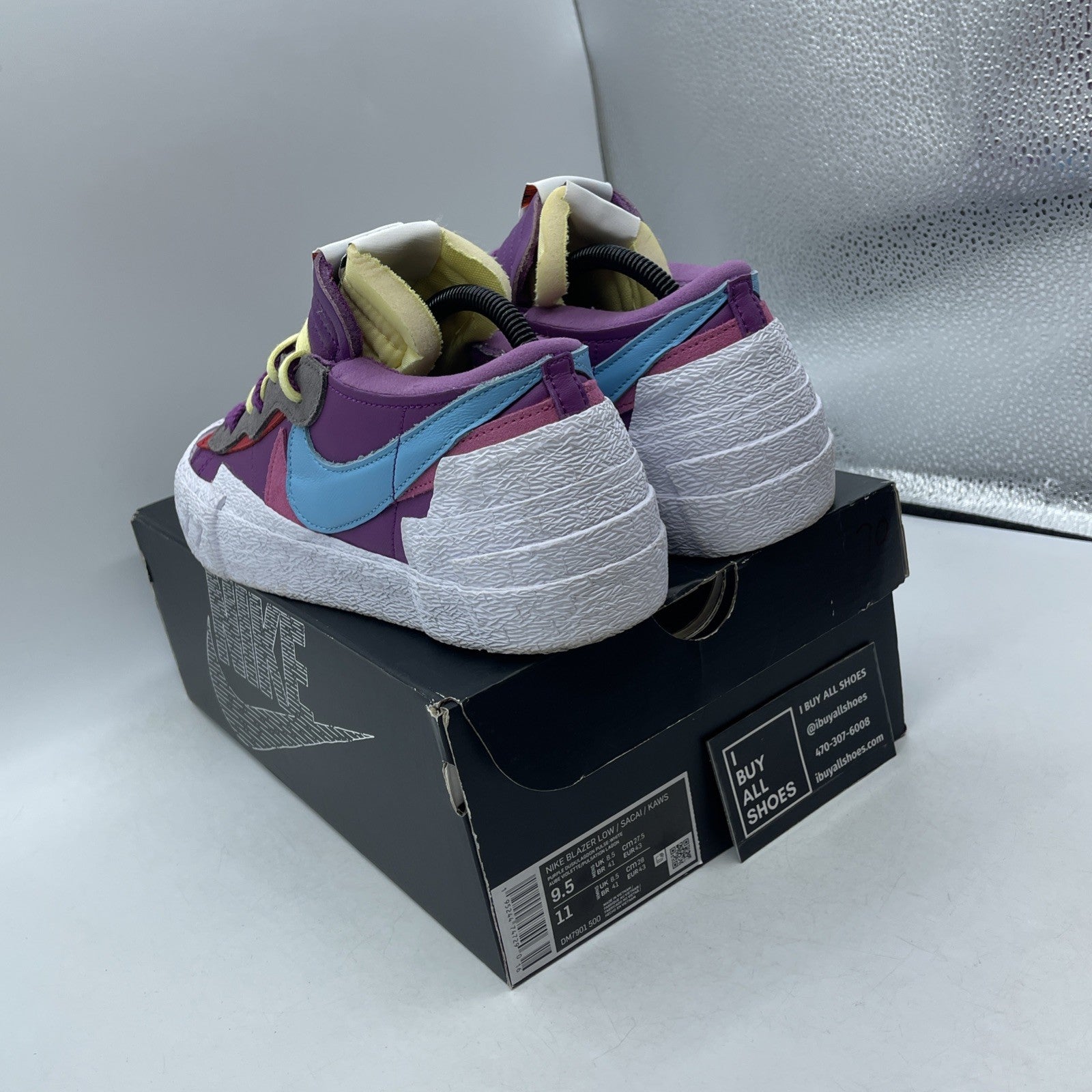 Size 9.5 - KAWS x sacai x Nike Blazer Low Purple Dusk (DM7901-500