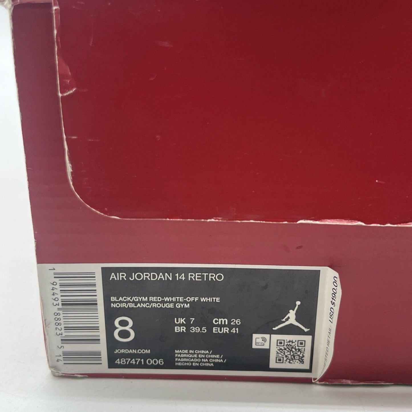 Size 8 - Air Jordan 14 Retro Gym Red (487471-006)