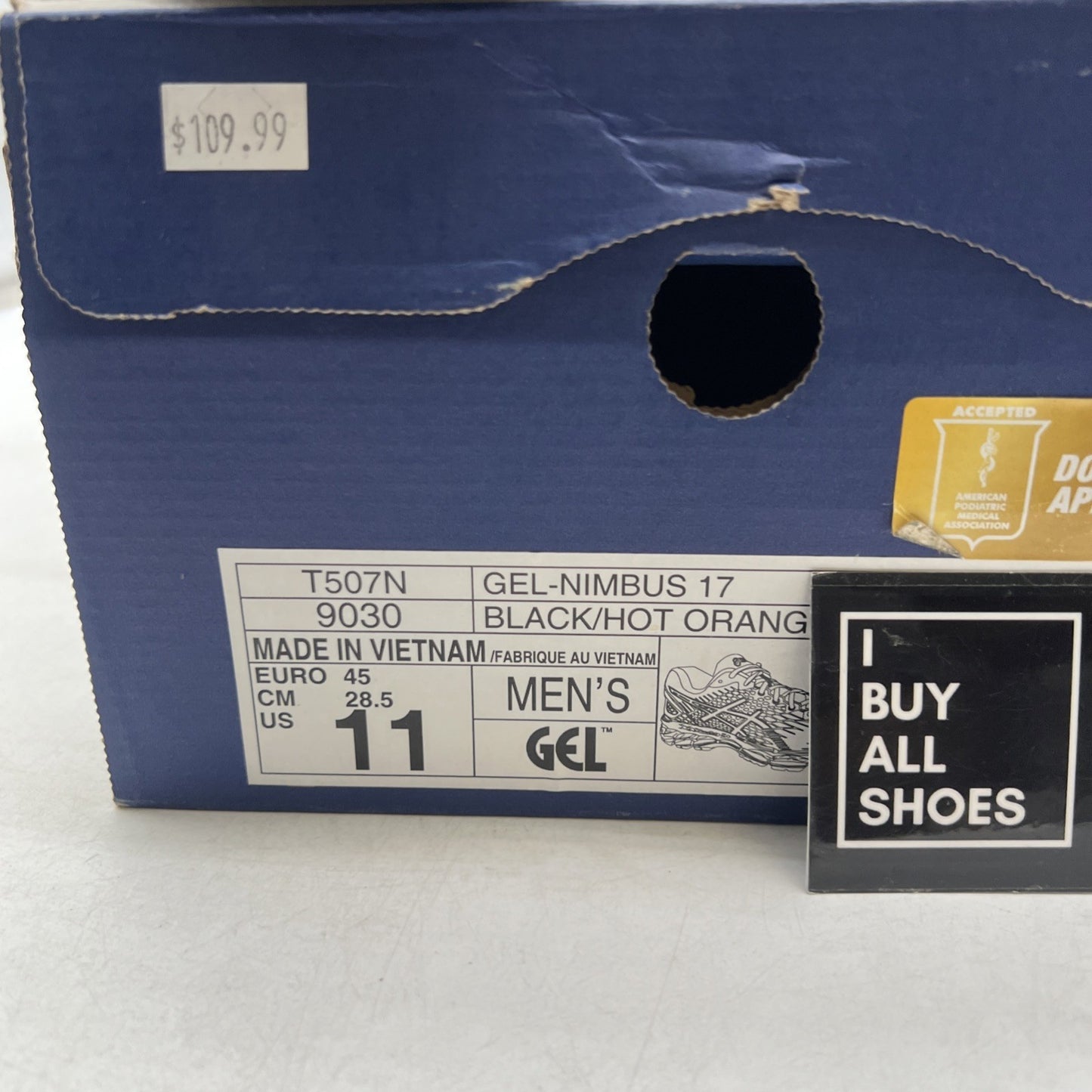 Size 11 - ASICS Gel-Nimbus 17 Black Red Running Shoes (T507N-9030)