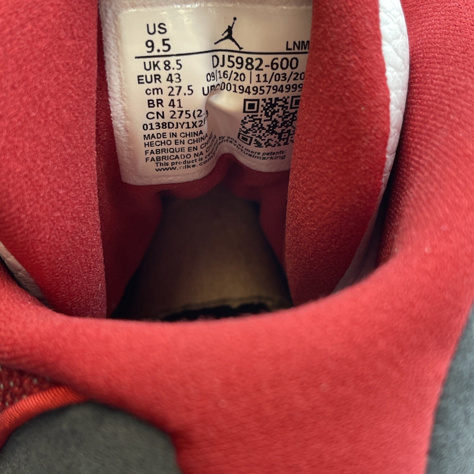 Size 9.5 - Jordan 13 Gym Red Flint Grey White Suede Leather (DJ5982600)