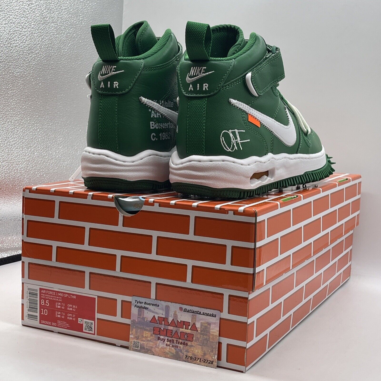 Size 8.5 - Nike Off-White x Air Force 1 SP Leather Mid Pine Green (DR0500-300)