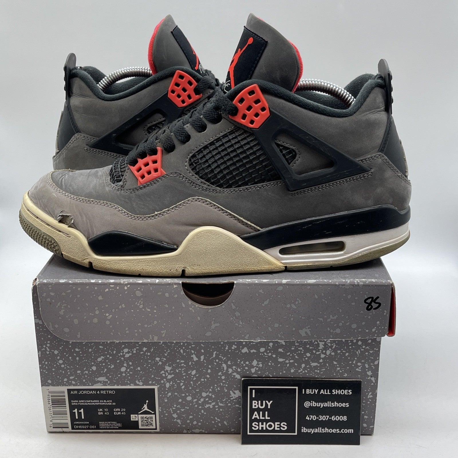 Size 11 - Jordan 4 Retro Mid Infrared Grey Black Suede (DH6927-061)