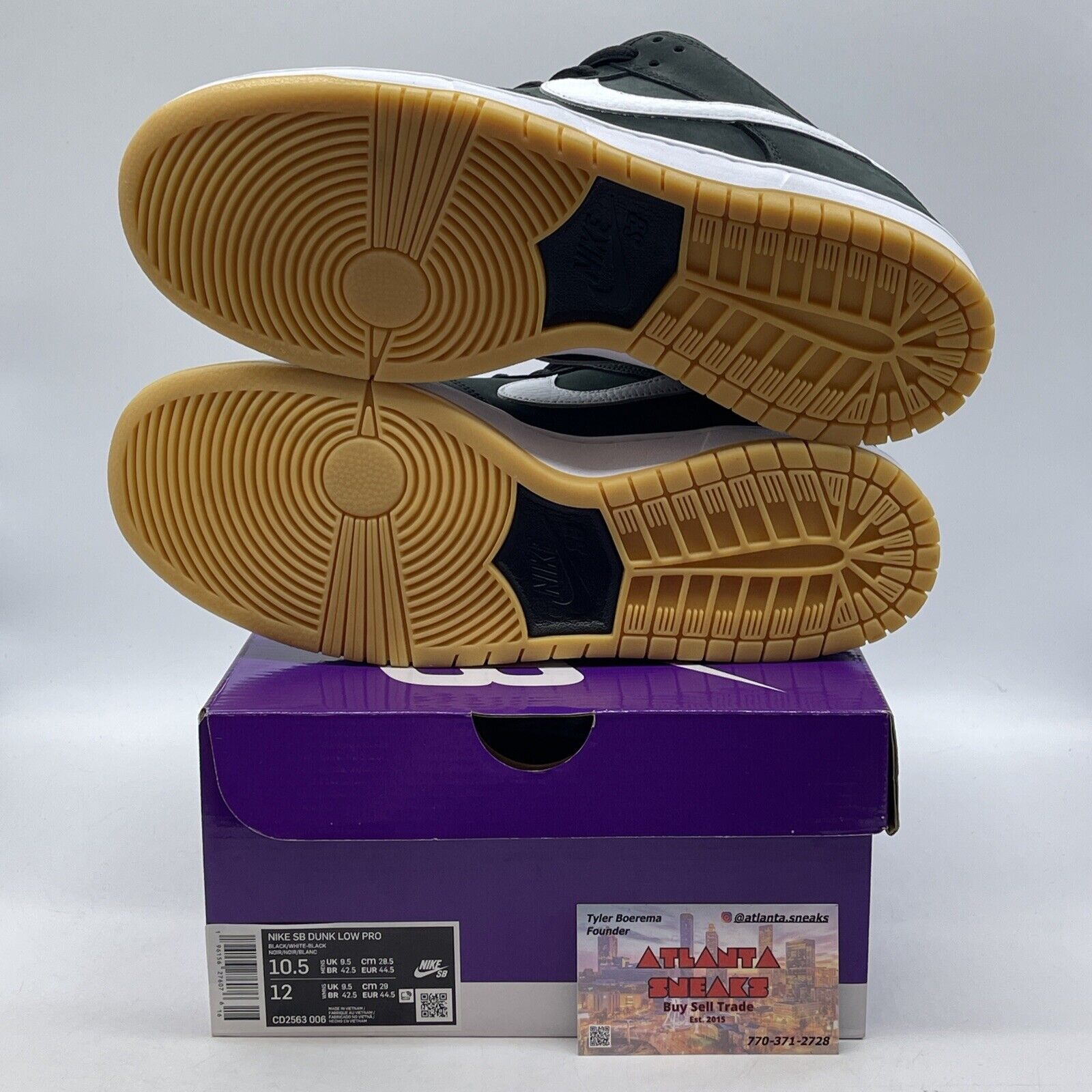 Size 10.5 - Nike Dunk Low SB Black Gum White Suede (CD2563-006)