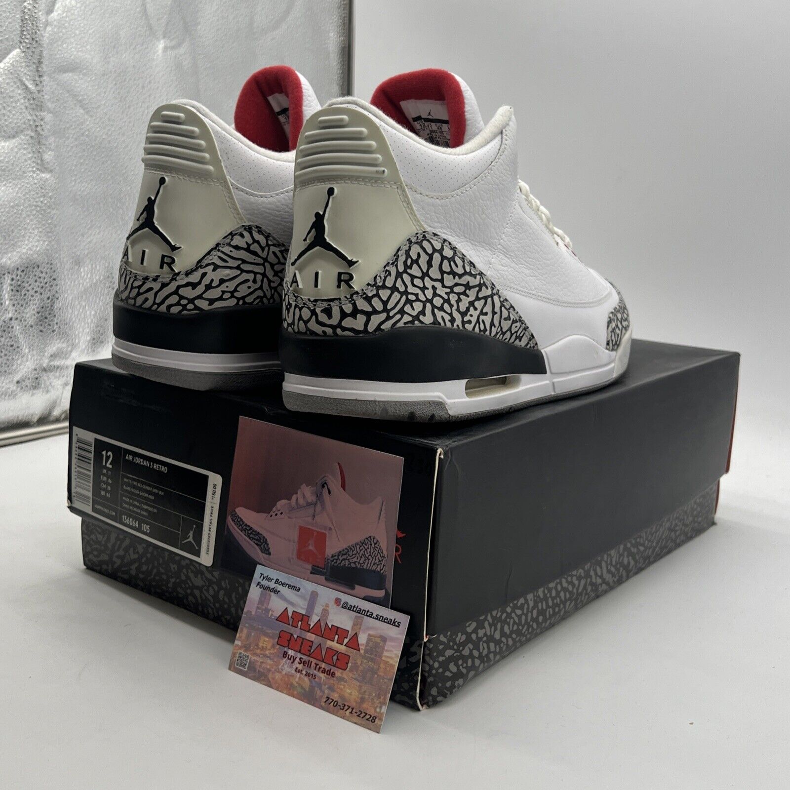 Size 12 - Air Jordan 3 Retro White Cement 2011 (136064-105)