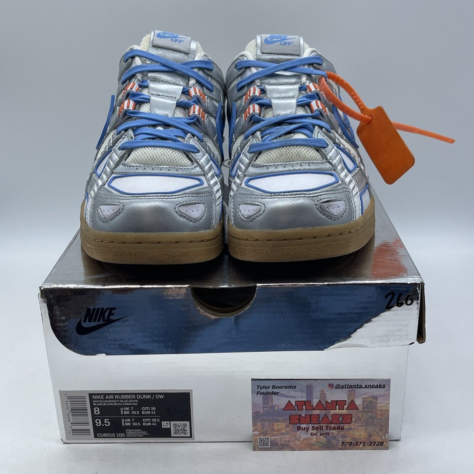 Size 8 - Nike Off-White x Air Rubber Dunk University Blue Leather (CU6015-100)