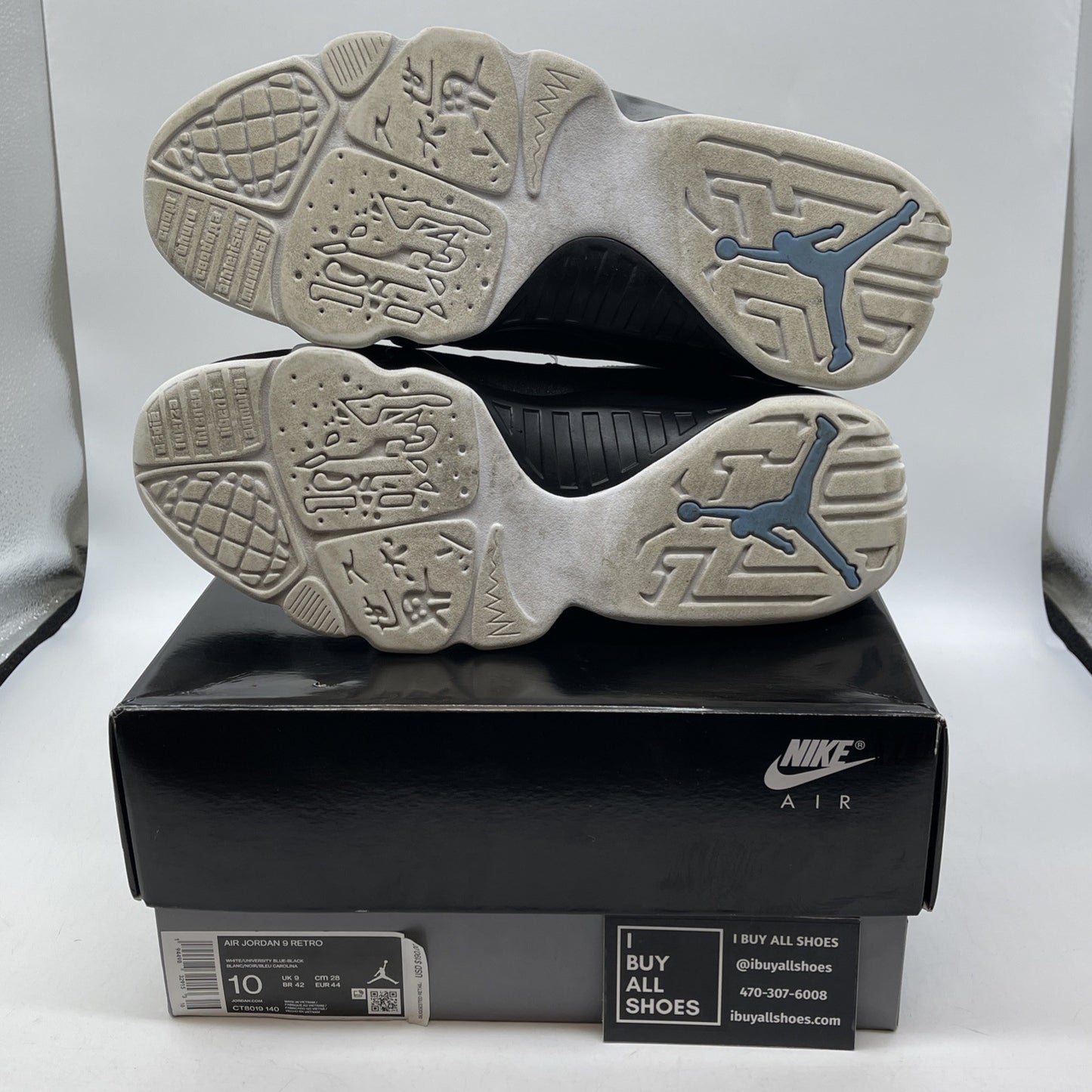 Size 10 - Jordan 9 Retro University Blue 2020 White Leather (CT8019-140)