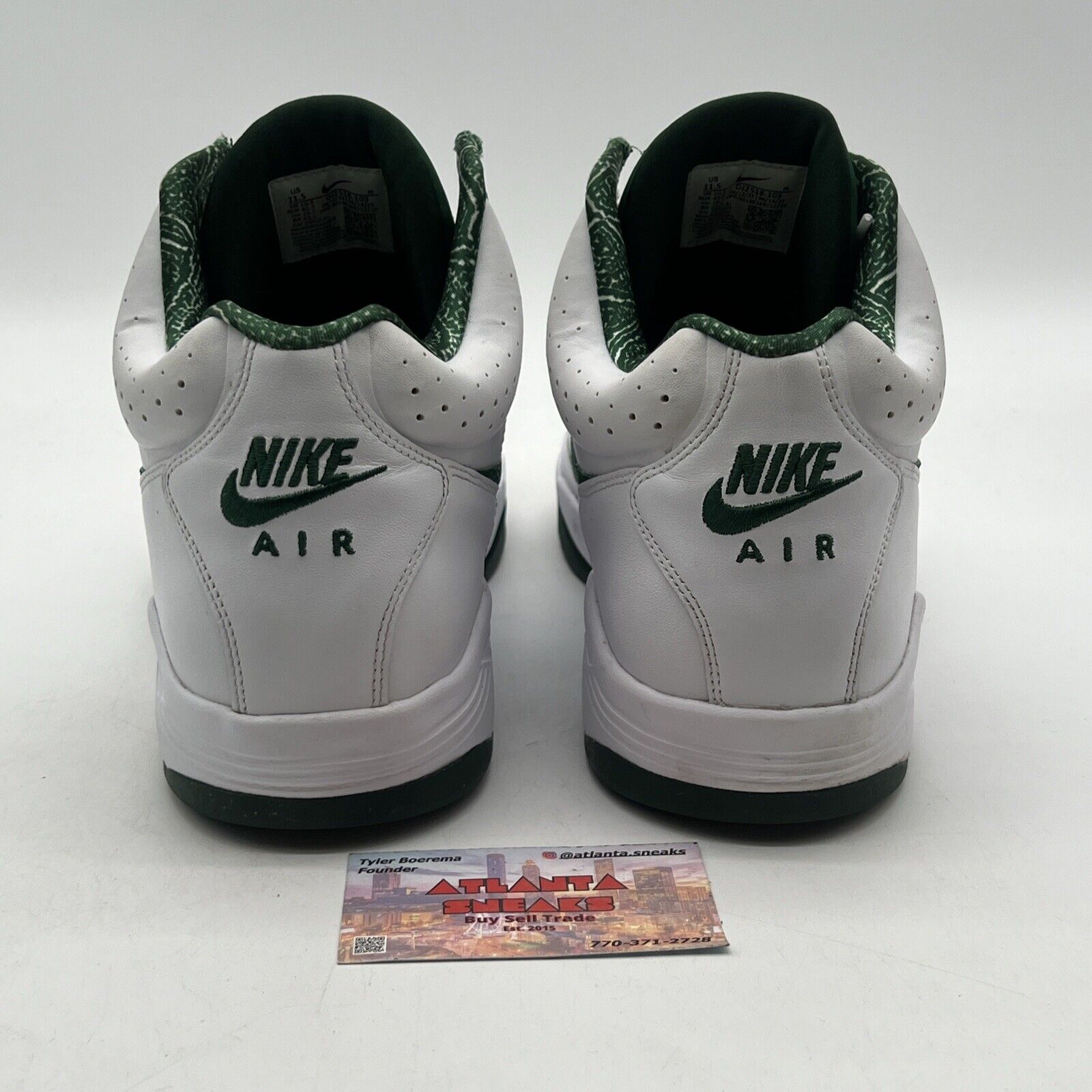 Size 11.5 - Nike Air Flight Lite Mid White Gorge Green Leather (DJ2518-103)